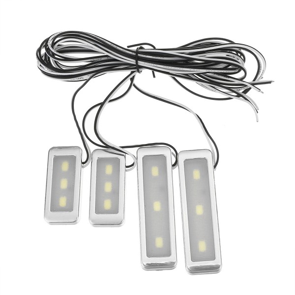 4pcs 3 LED Universal Car Armrest Inner Bowl Light Decorative Cool Door Handle Light Car Auto Interior Light Accessories