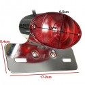 5W Motorcycle Rear Cat Eye Brake Tail Light Red Lens With Chrome Number Plate Bracket