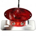 5W Motorcycle Rear Cat Eye Brake Tail Light Red Lens With Chrome Number Plate Bracket