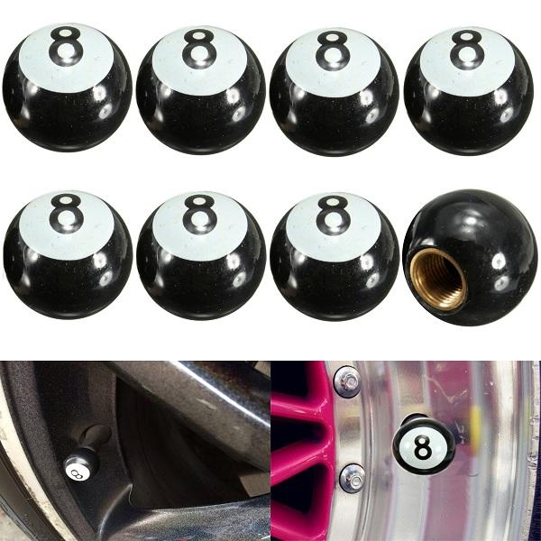 8pcs Universal Car Truck Motor Bike Pool 8 Ball Tire Air Valve Stem Caps Wheel Rim Caps Bolt