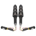 2PCS 12V Black Motorcycle Streamer Steering Turn Signal Lights Lamps Amber LED