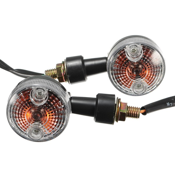 2X Universal Mini Retro Motorcycle Front Turn Signals Lights Indicators Abmer