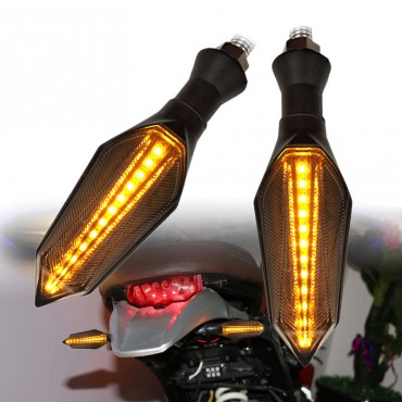 2pcs Motorcycle LED Turn Signal Amber Lamp Sequential Flowing Indicator Lights