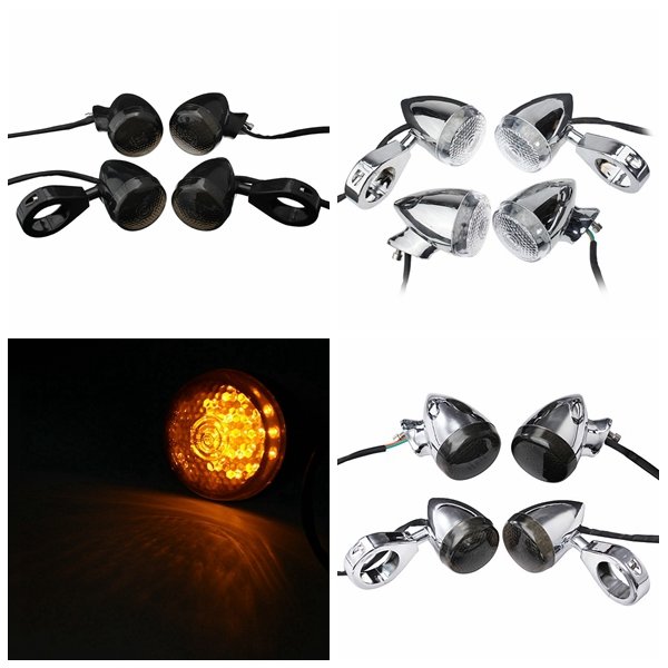 4Pcs 39mm Rear Motorcycle Bullet LED Turn Signal Light For Harley Davidson Sportster Dyna Bobber