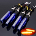 4pcs Motorcycle LED Turn Signal Indicator Blinkers Amber Light Blue Body Shell