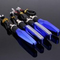 4pcs Motorcycle LED Turn Signal Indicator Blinkers Amber Light Blue Body Shell