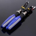 4pcs Motorcycle LED Turn Signal Indicator Blinkers Amber Light Blue Body Shell