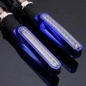 4pcs Motorcycle LED Turn Signal Indicator Blinkers Amber Light Blue Body Shell