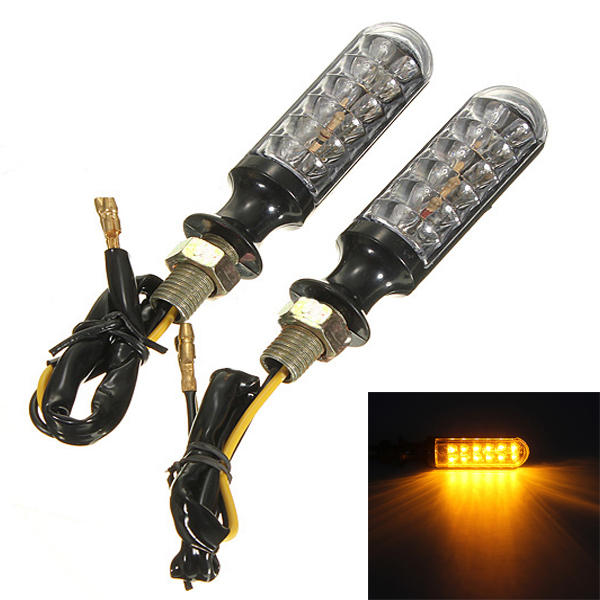 Motorcycle 12 LEDs Turn Signals Indicators Amber Lights Universal