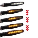 Pair 12V 15LED Motorcycle Flowing Sequential Turn Lights+DRL Lamp Spotlight