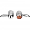 Pair Chrome Motorcycle Grill Bullet LED Turn Signal Lights Indicator Lamps