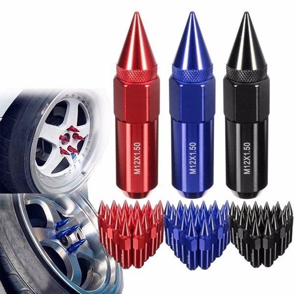 20pcs M12X1.5 Aluminum 60mm Car Wheels Rims Lug Nuts Spiked Extended Tuner