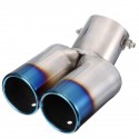 Universal Grilled Blue Curved Tail Muffler Exhaust Pipe Double Twin Tip for KIA Ford Honda