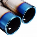 Universal Grilled Blue Curved Tail Muffler Exhaust Pipe Double Twin Tip for KIA Ford Honda