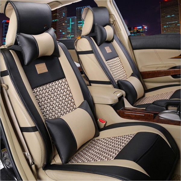 10pcs Car PU Leather Front Rear Car Seat Cushion Covers Universal for 5 Seat Car