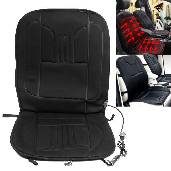 12V Black Car Van Front Seat Cover Heating Cushion Heated Pad Winter Auto Interior Warmer