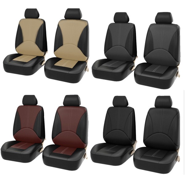 4PCS Front Seat Universal Car Seat Covers Faux Leather Breathable Cushion