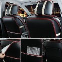 Black PU Leather Full Surround Car Seat Cover Cushion Front & Rear Set Fit for 5 Seat Car