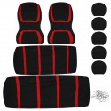 Full Set Car Seat Cover Polyester For Auto Truck SUV 5 Heads Red&Black