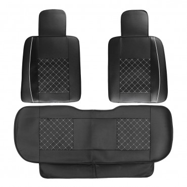 Universal Car SUV 5-Seats PU Leather Seat Cover Front Rear Cushion Rear Pillows