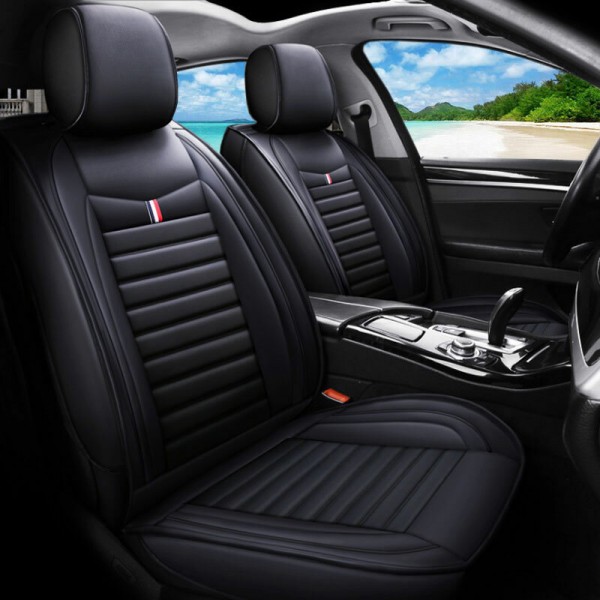 Universal PU Leather Car Front Seat Cushion Cover Non-slip Protector Mat Black