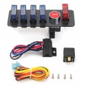 12V Racing Car Ignition Switch Panel with 4 Blue+1 Red LED Toggle Switch Button