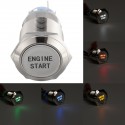 19mm Waterproof Car Engine Start Push Button Switch Stainless Steel Metal Lamp Momentary Latching LED Light 12V