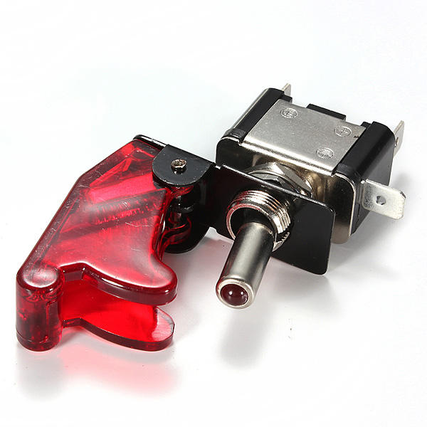 Red Car Cover LED SPST Toggle Rocker Switch Control 12V 20A On Off