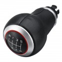 6 Speed PU Leather Black Chrome Gear Shift Knob For Audi VW