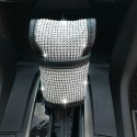 Car Gear Shift Knob Stick Cover Bling Crystal Rhinestones PU Leather Universal