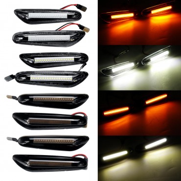 LED Side Marker Lights Turn Signal Lamps White/Yellow Pair For BMW E46 E60 E82 E88 E90 E92 E93