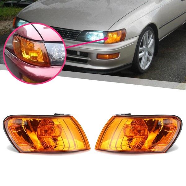 Parking Corner Light Cover Orange Lens Pair for Toyota Corolla AE100 AE101 E100 1993-1997