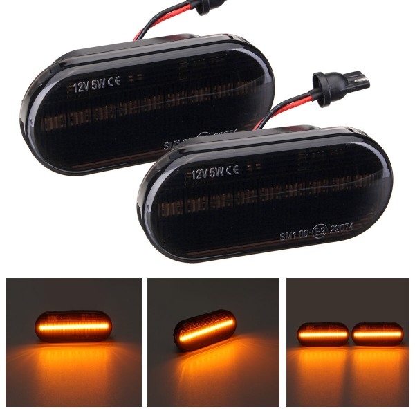 Smoked Lens Amber LED Side Marker Lights Turn Lamps For VW Golf MK4 1997-2005 Bora