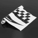 2Pcs Car Decal Vinyl Graphics Stickers Hood Decals Checkered Flags Stripe Black 17x77cm #CG169