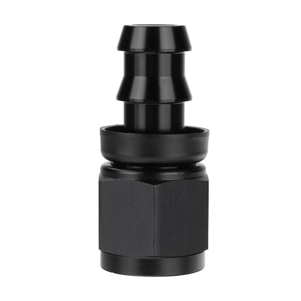 AN-8 Straight Fast Flow Push-On Oil Fuel Hose End Fitting Adapter Black