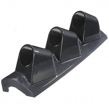 Universal Carbon Fiber Color 52mm Car Gauge Pillar Triple 3-Hole Mount Holder