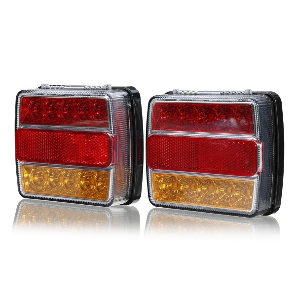 2Pcs Car 16LED Rear Stop Tail Lights Brake Lamps Kit Waterproof For Boat Truck Trailer