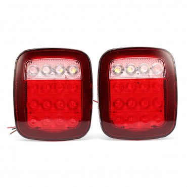 2Pcs LED Car Red White Tail Light Truck Trailer Stop Turn Lamp for Jeep JK TJ CJ YJ