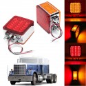 2pcs Car 39 LED Lights 12V Amber/Red Double Stud Mount Pedestal Cab Fender Dual Face Stop Turn Tail Signal Lamps