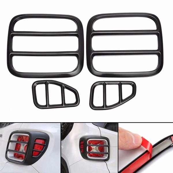 4pcs Black Iron Taillight Lamp Cover Trim Frame for Jeep Renegade 2015-2016