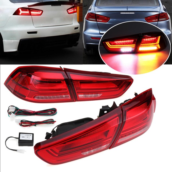 Pair Rear LED Car Tail Light Assembly Brake Lamps Red for Mitsubishi Lancer/ X 2008-2017