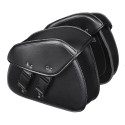 Pair Black PU Leather Motorcycle Universal Saddlebags Rider Motorbike Panniers Luggage