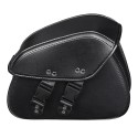 Pair Black PU Leather Motorcycle Universal Saddlebags Rider Motorbike Panniers Luggage