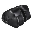 Pair Large Size Black PU Leather Motorcycle Tool Bag Luggage Saddlebags For Harley