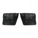 Pair Motorcycle Saddle Bags Cool PU Leather Waterproof Back Fashion Black