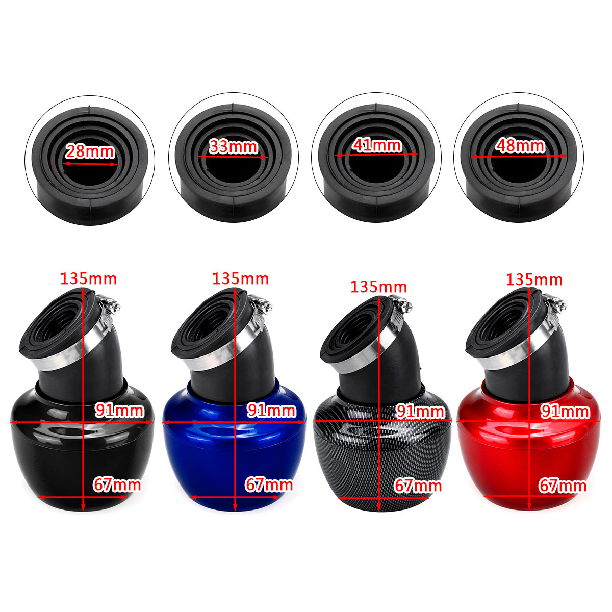 28-48mm-45deg-Angled-Neck-Motorcycle-Air-Intake-Filter-Universal-1579512