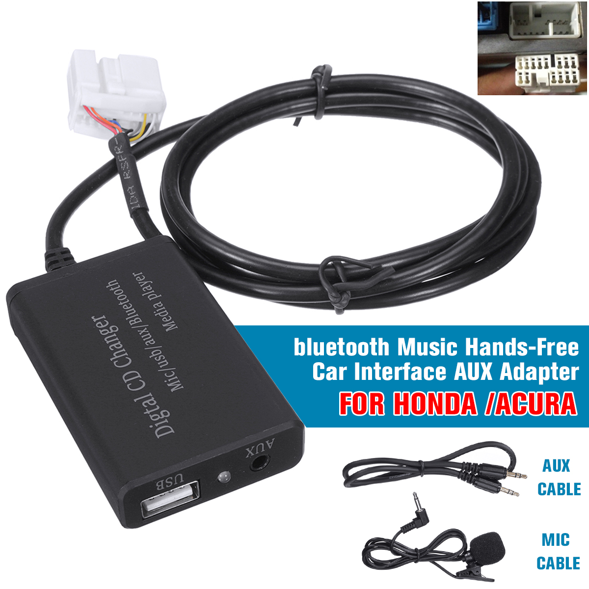 Car bluetooth Music Digital Disc Box AUX Adapter Hands-Free Interface ...