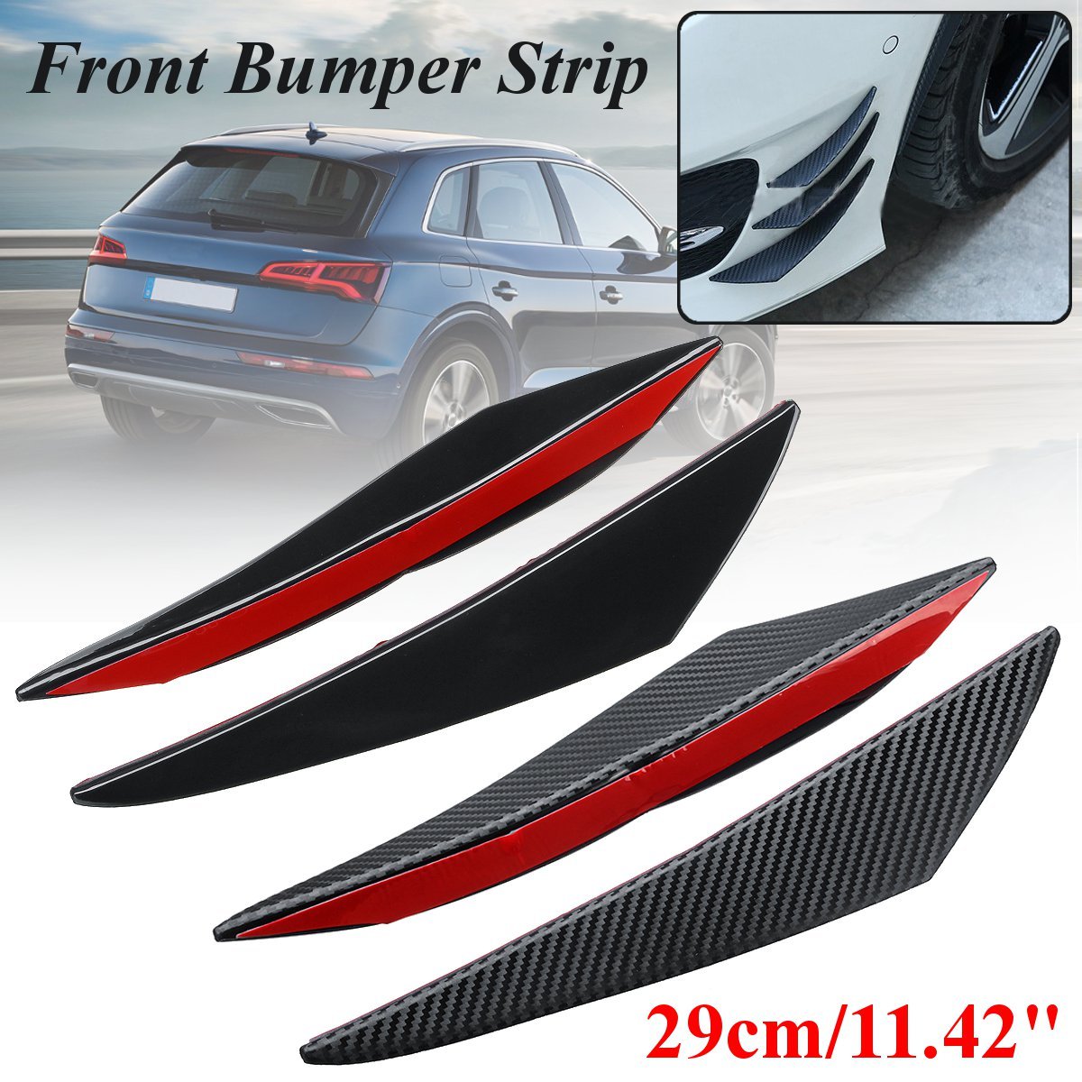 29cm-1142-Universal-Flexible-Car-Front-Bumper-Anti-rub-Protector-Strips-SUV-1818962