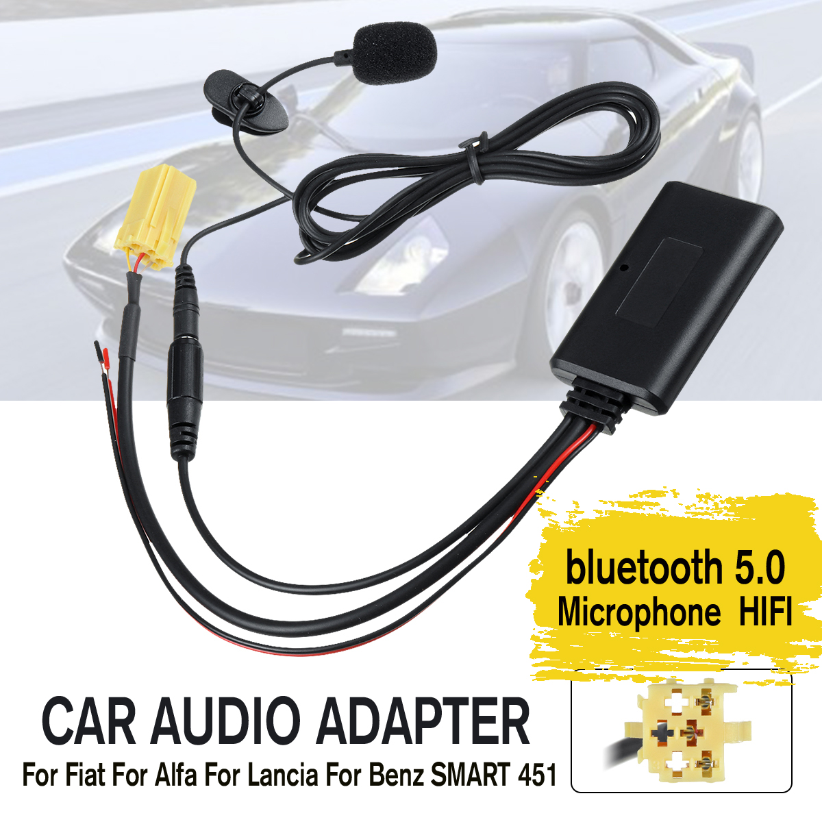 Car Audio bluetooth HIFI Cable Adapter Microphone For Fiat For Alfa For ...