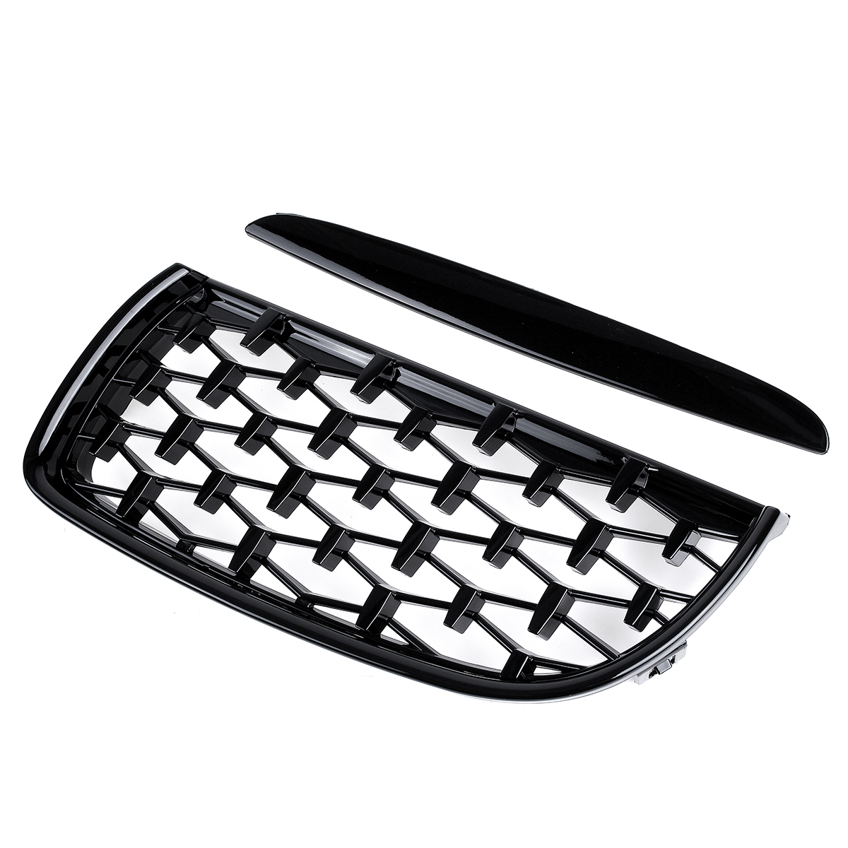 Front-Bumper-Hood-Grille-Eyelids-Dual-Slat-Diamond-Style-Glossy-Black-For-BMW-3-Series-E90-E91-05-08-1812792